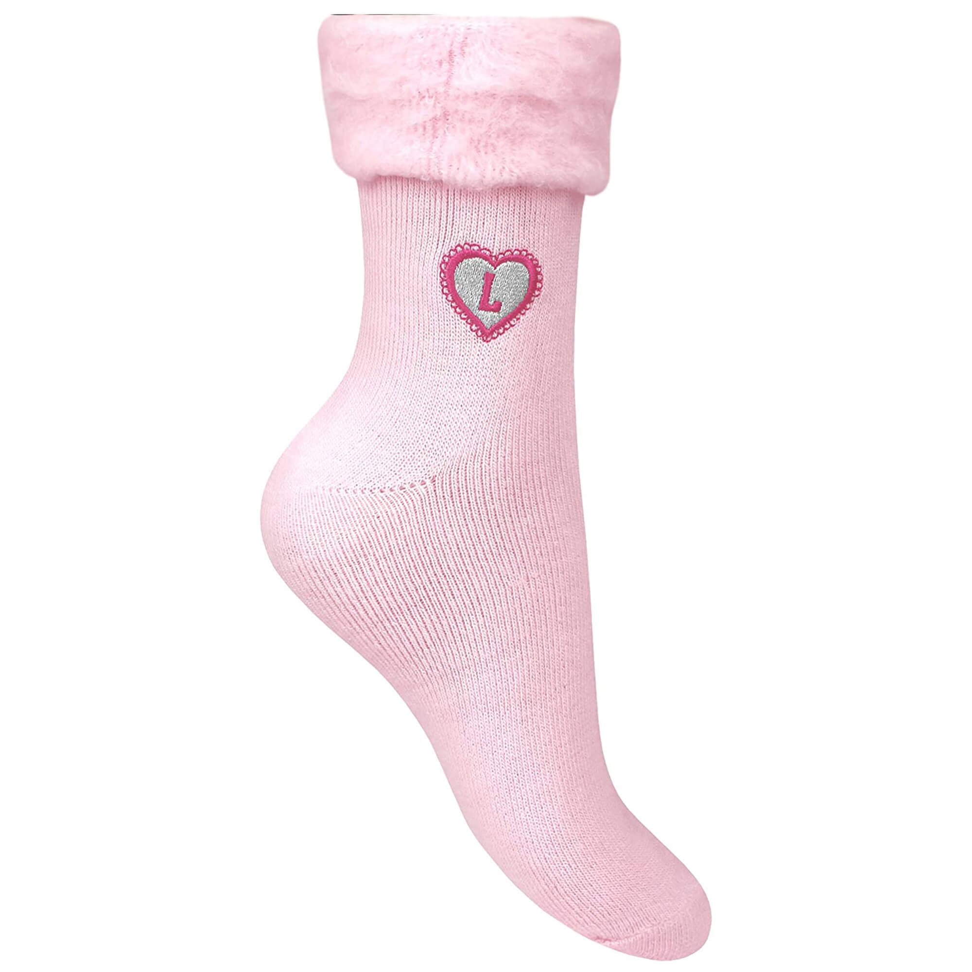 Personalised Heart Monogram Thermal Fleece Bed Socks | TeddyT's